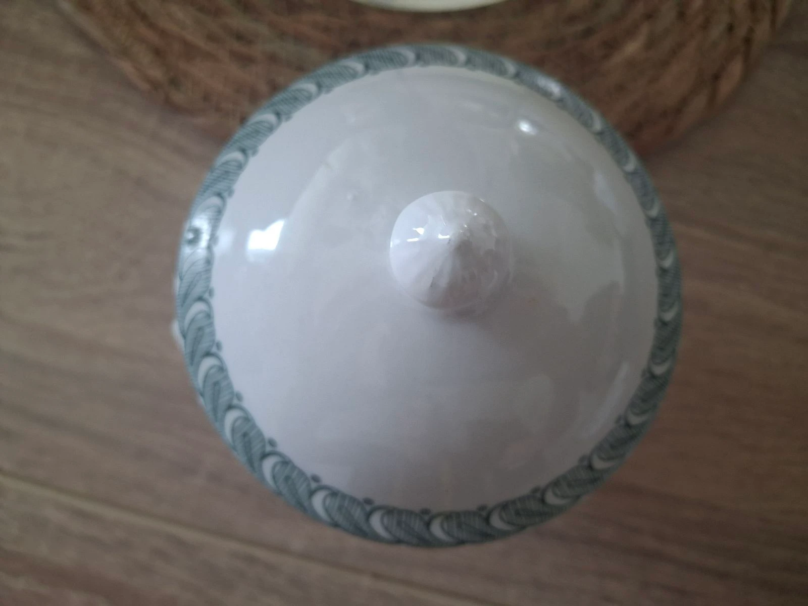 Stunning Miniature Soup Bowl Italian Porcelain Spice Pot Botanical Pattern – photo 7